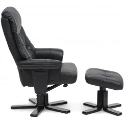 Fjord læder Lænestolinkl. fodskammel - Sort