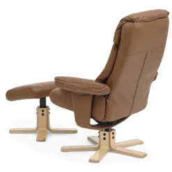 Fjord læder Lænestolinkl. fodskammel - Cognac