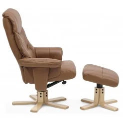 Fjord læder Lænestolinkl. fodskammel - Cognac