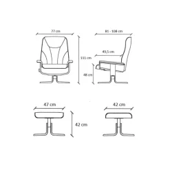 Fjord læder Lænestolinkl. fodskammel - Cognac