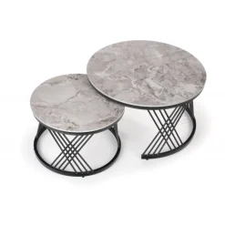 FLAMINGO sæt med 2 sofaborde, Grå marmor