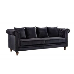 Fløjl 3 personers Sofa - Sort og Natur