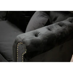 Fløjl 3 personers Sofa - Sort og Natur