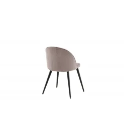 Fløjl Spisebordsstol - Sort og Støvet Rosa