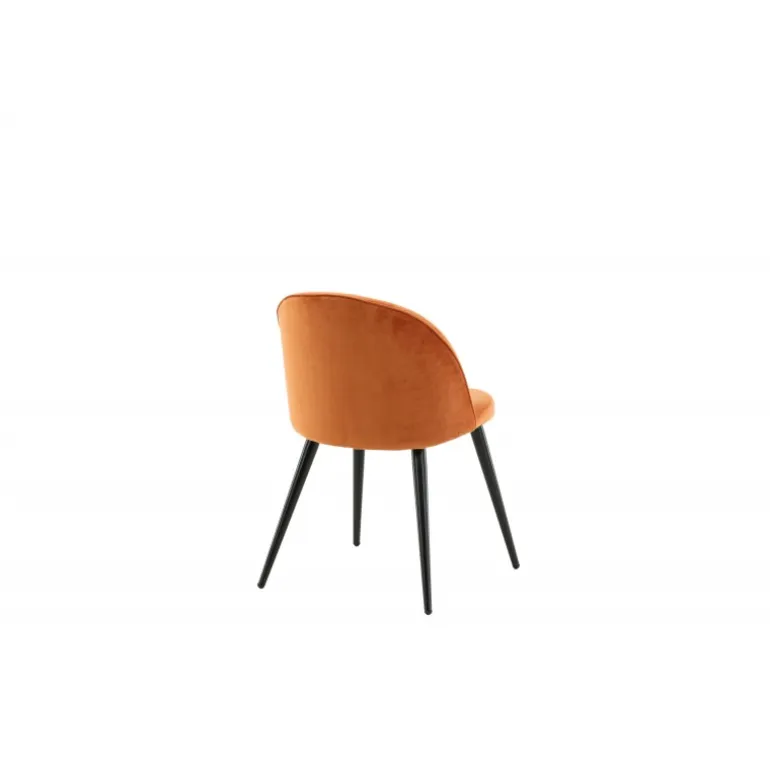 Fløjl Spisestol - Sort og Rusty Cognac