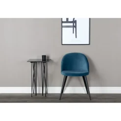 Fløjl Spisestuestol - Sort og Blå