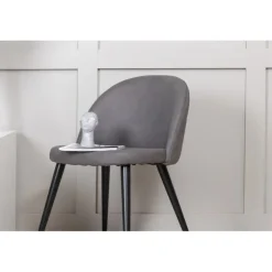 Fløjl Spisestuestol - Sort og Grå