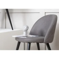 Fløjl Spisestuestol - Sort og Grå