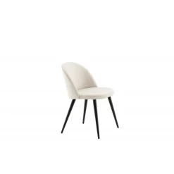 Fløjls Spisestol - Beige og Sort