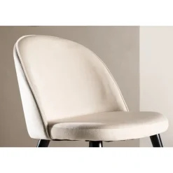 Fløjls Spisestol - Beige og Sort