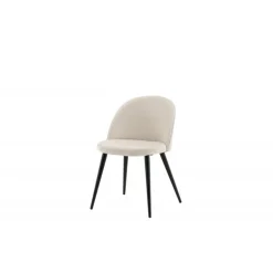 Fløjls Spisestol - Beige og Sort