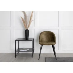 Fløjls Spisestol - Sort og Grøn