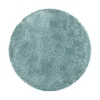 Fluffy Rund Shaggy tæppe Ensfarvet - Blå