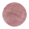 Fluffy Rund Shaggy tæppe Ensfarvet - Rosa