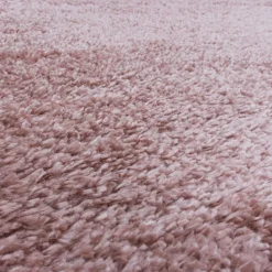 Fluffy Rund Shaggy tæppe Ensfarvet - Rosa