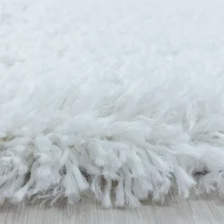 Fluffy Shaggy tæppe Ensfarvet - Hvid