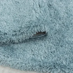 Fluffy Shaggy tæppe Ensfarvet - Blå