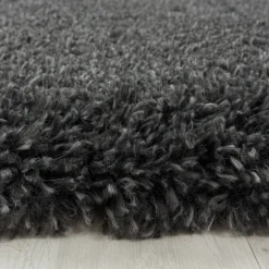 Fluffy Shaggy tæppe Ensfarvet - Grå