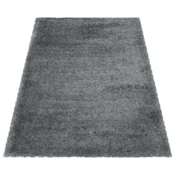 Fluffy Shaggy tæppe Ensfarvet - Lysegrå