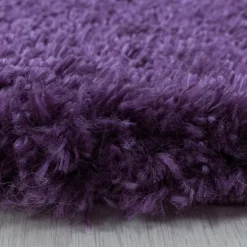 Fluffy Shaggy tæppe Ensfarvet - Lilla