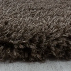 Fluffy Shaggy tæppe Ensfarvet - Brun