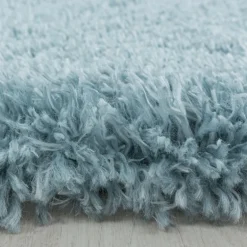 Fluffy Shaggy Tæppeløber Ensfarvet - Blå