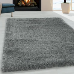 Fluffy Shaggy Tæppeløber Ensfarvet - Lysegrå