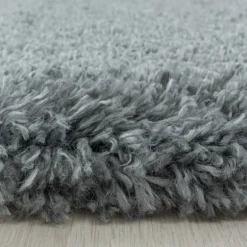 Fluffy Shaggy Tæppeløber Ensfarvet - Lysegrå