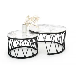 FORMOSA sæt med 2 sofaborde, Hvid marmor