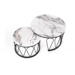 FORMOSA sæt med 2 sofaborde, Hvid marmor