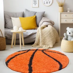 Fun Rund Børnetæppe Basketball - Orange