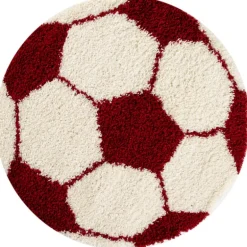 Fun Rund Børnetæppe Fodbold - Rød