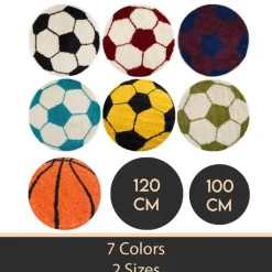 Fun Rund Børnetæppe Fodbold - Grøn