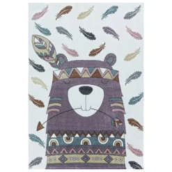 Funny Børne Tæppeløber Bjørn - Violet