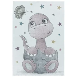 Funny Børne Tæppeløber Dinosaur - Pink