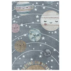 Funny Børne Tæppeløber Rumskib - Grå