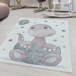 Funny Børnetæppe Dinosaur - Pink