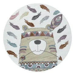 Funny Rund Børnetæppe Bjørn - Gul