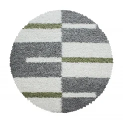 Gala Rund Shaggy tæppe Ternet - Grøn