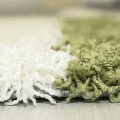 Gala Rund Shaggy tæppe Ternet - Grøn