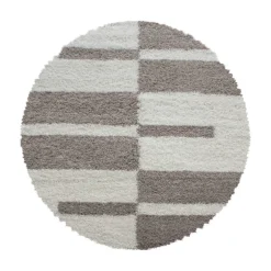 Gala Rund Shaggy tæppe Ternet - Beige