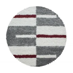 Gala Rund Shaggy tæppe Ternet - Rød