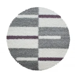 Gala Rund Shaggy tæppe Ternet - Lilla