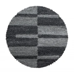 Gala Rund Shaggy tæppe Ternet - Grå