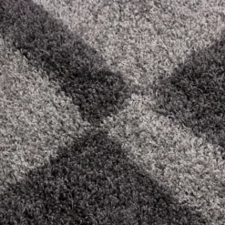 Gala Rund Shaggy tæppe Ternet - Grå