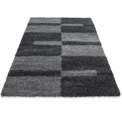 Gala Shaggy tæppe Ternet - Grå