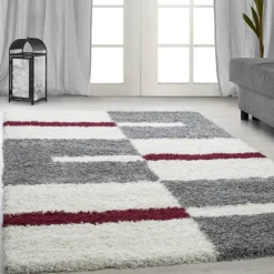 Gala Shaggy tæppe Ternet - Rød