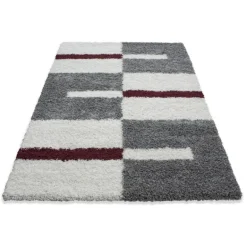 Gala Shaggy tæppe Ternet - Rød