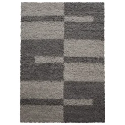 Gala Shaggy Tæppeløber Ternet - Brun