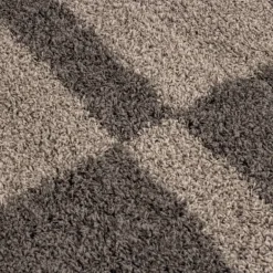 Gala Shaggy Tæppeløber Ternet - Brun